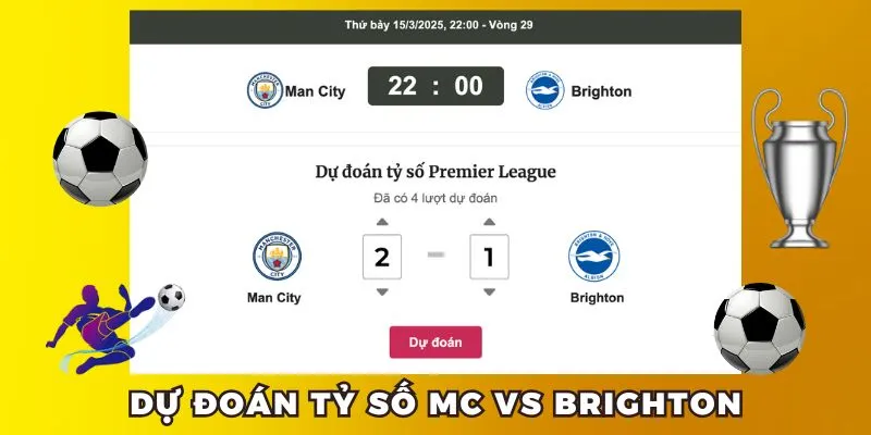 Dự đoán tỷ số soi kèo MC vs Brighton